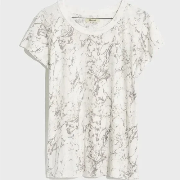 NWT MADEWELL Women's White Marble Perfect Vintage T-shirt Sz Small - Picture 2 of 7